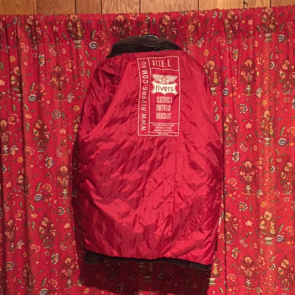 Rivers Wax Look Bomber Leather Jacket - Picture 3 of 4